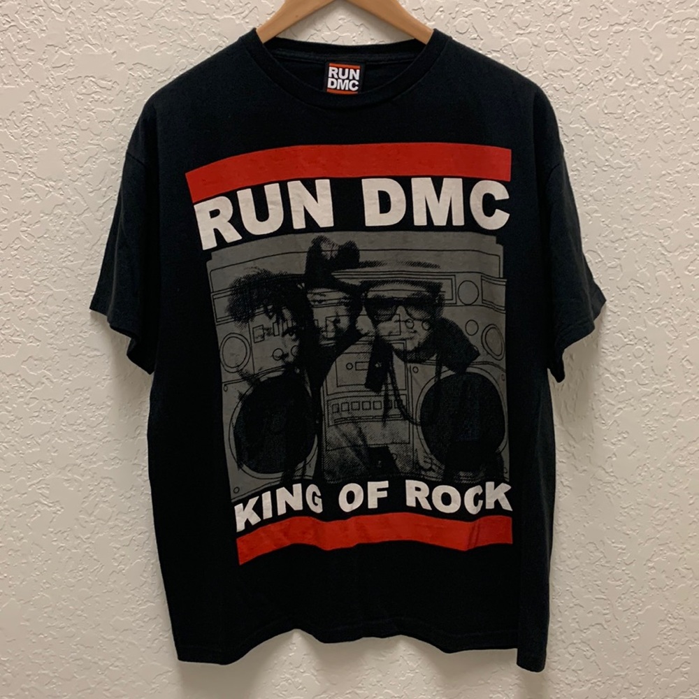 Run DMC Official King of Rock Tour Black T shirt Sz L Y2K Vtg